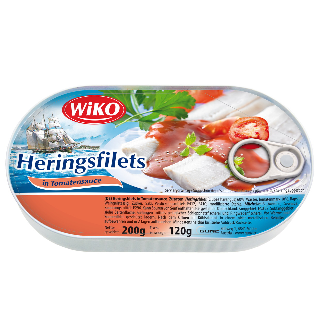 Gunz Herring fillets in tomato sauce 200g