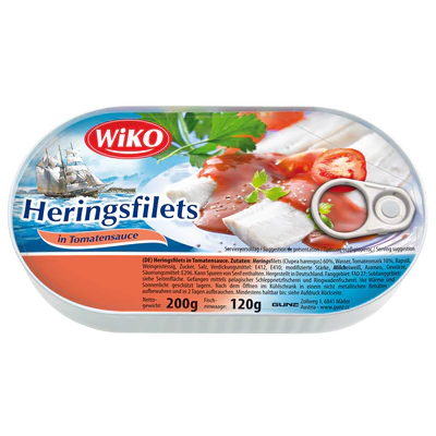 Product image 1 - Herring fillets in tomato sauce 200g