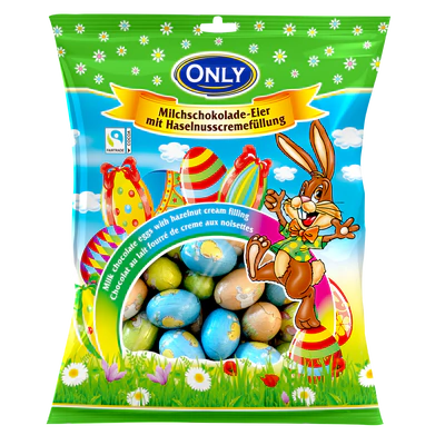 Product image 1 - Milk chocolate eggs with hazelnut cream filling big 400g