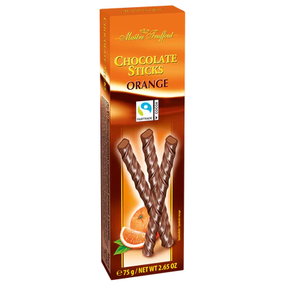 Product image 1 - Milk chocolate sticks orange 75g