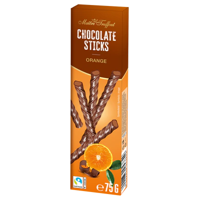 Product image 1 - Milk chocolate sticks orange 75g