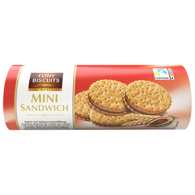 Product image 1 - Mini sandwich biscuits with cocoa cream filling 180g