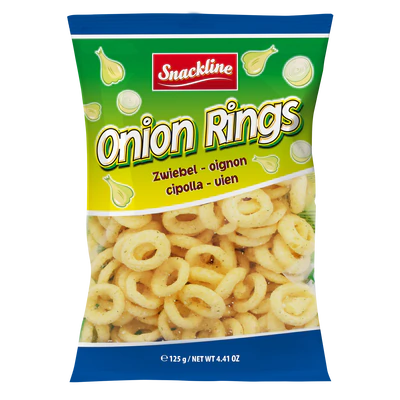 Product image 1 - Onion rings corn snack salted 125g