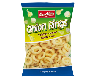 Product image 1 - Onion rings corn snack salted 125g