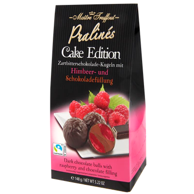 Product image 1 - Pralines cake edition - raspberry & dark chocolate 148g