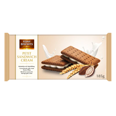 Product image 1 - Sandwich biscuits cocoa with cream filling 185g