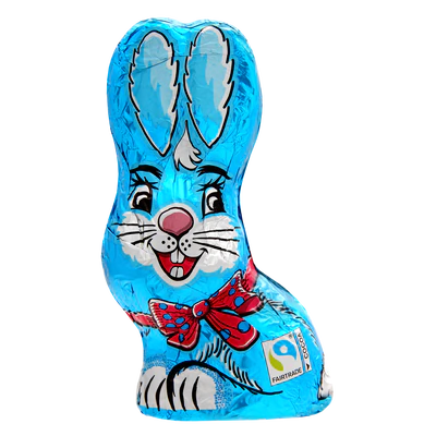 Product image 1 - Sitting bunny blue - milk chocolate 60g