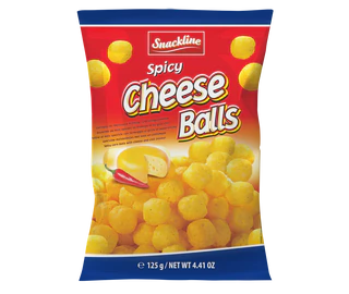 Product image 1 - Spicy cheese balls corn snack 125g