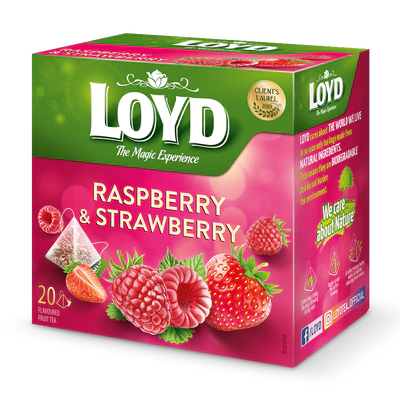 Product image 1 - Tea raspberry & strawberry pyramid-bags 20x2g