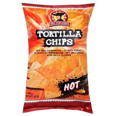 Product image 1 - Tortilla chips with chili flavour 200g