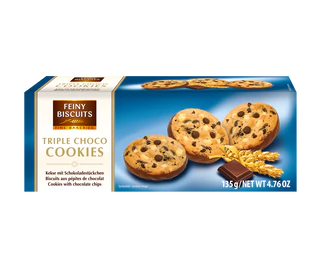 Product image - Triple choco cookies with chocolate chips 135g
