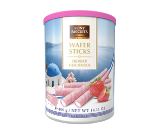 Product image - Wafer rolls with strawberry flavoured cream 400g