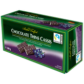 Produktabbildung - Chocolate Thins Cassis - Zartbitter Täfelchen schwarze Johannisbeere 200g