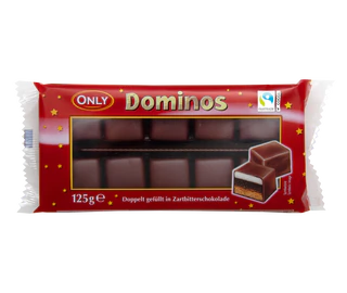 Produktabbildung - Dominosteine mit Zartbitterschokolade 125g