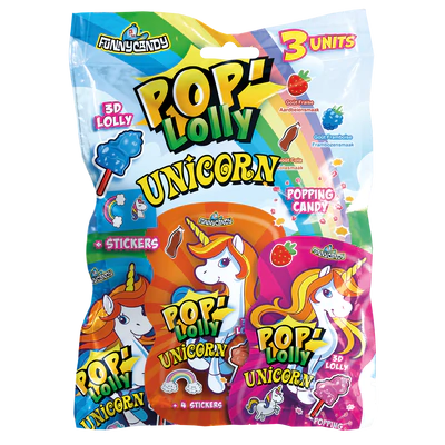 Produktabbildung 1 - Einhorn Pop & Popping Candy 48g (3x16g)