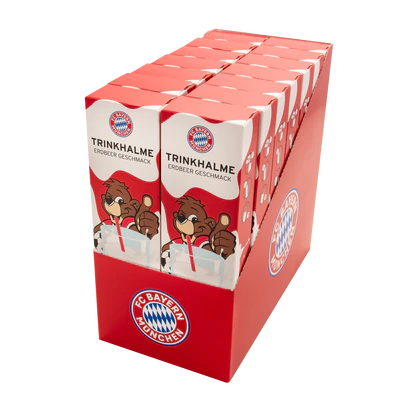 Produktabbildung 2 - FC Bayern München Trinkhalme Erdbeere 60g (10x6g)