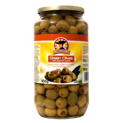 Produktabbildung 1 - Grüne Oliven gefüllt mit Paprikacreme 920g