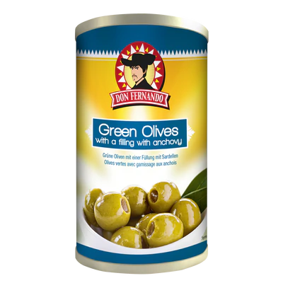 Produktabbildung 1 - Grüne Oliven gefüllt mit Sardellencreme 350g