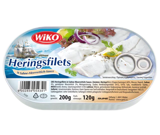 Produktabbildung 1 - Heringsfilets in Sahne-Meerrettichsauce 200g