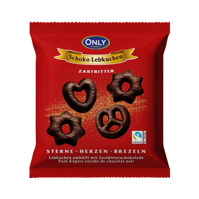 Produktabbildung 1 - Lebkuchen mit Zartbitterschokolade Sterne-Herzen-Brezeln 400g