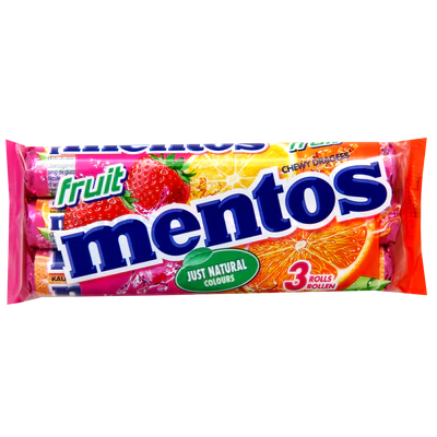 Produktabbildung 1 - Mentos Frucht Kaubonbon 3x38g