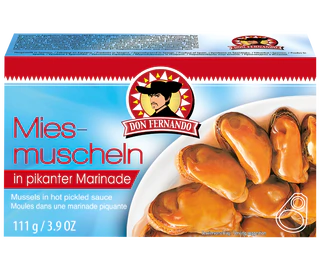 Produktabbildung - Miesmuscheln in pikanter Marinade 111g