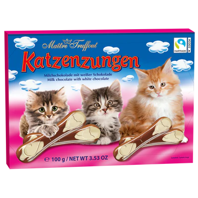 Produktabbildung 1 - Milch- und wei&szlig;e Schokolade Katzenzungen 100g