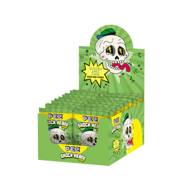 Produktabbildung 1 - PEZ Shock Headz gr&uuml;ner Apfel 24x25g Thekendisplay