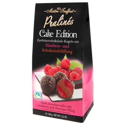 Produktabbildung 1 - Pralinen Cake Edition - Himbeer & Zartbitterschokolade 148g