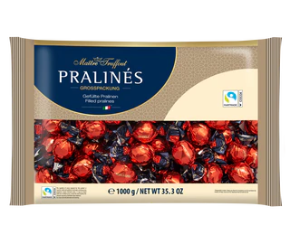 Produktabbildung - Pralinen Rot/Gold Milchschokolade mit Haselnusscremefüllung 1kg