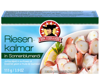 Produktabbildung - Riesenkalmar in Sonnenblumenöl 111g