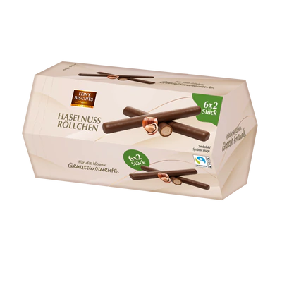 Produktabbildung 1 - Waffelr&ouml;llchen Haselnuss 150g (6x25g)