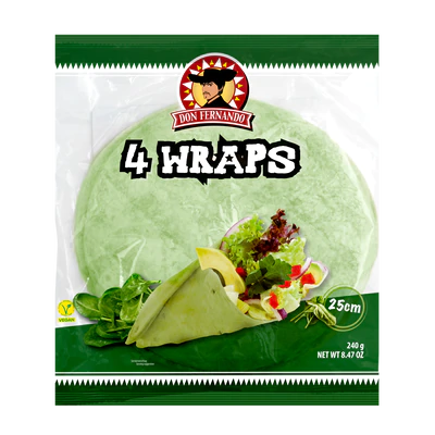 Produktabbildung 1 - Wraps Spinat Tortillas 240g (4x25cm)