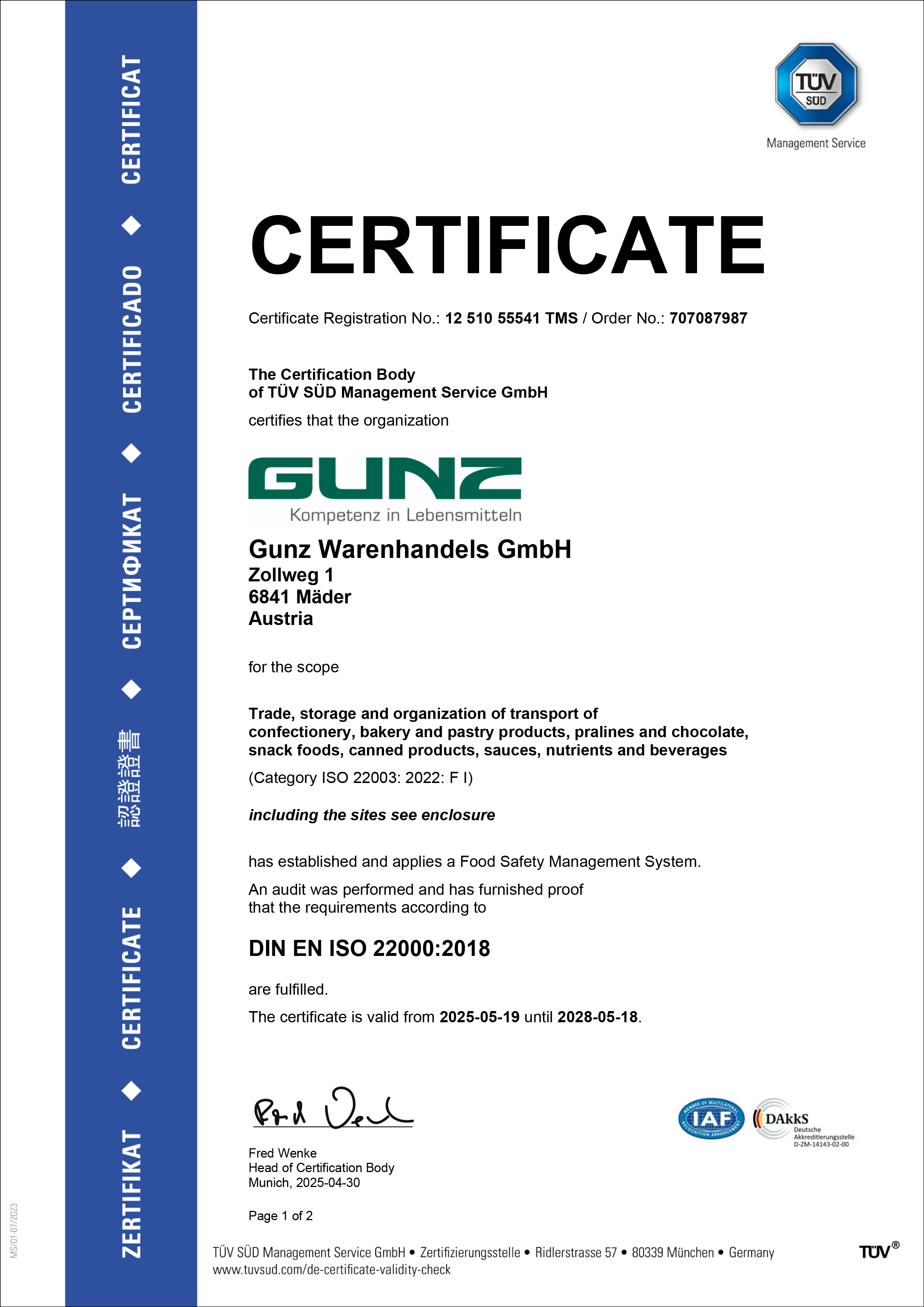  The current ISO certificate in English