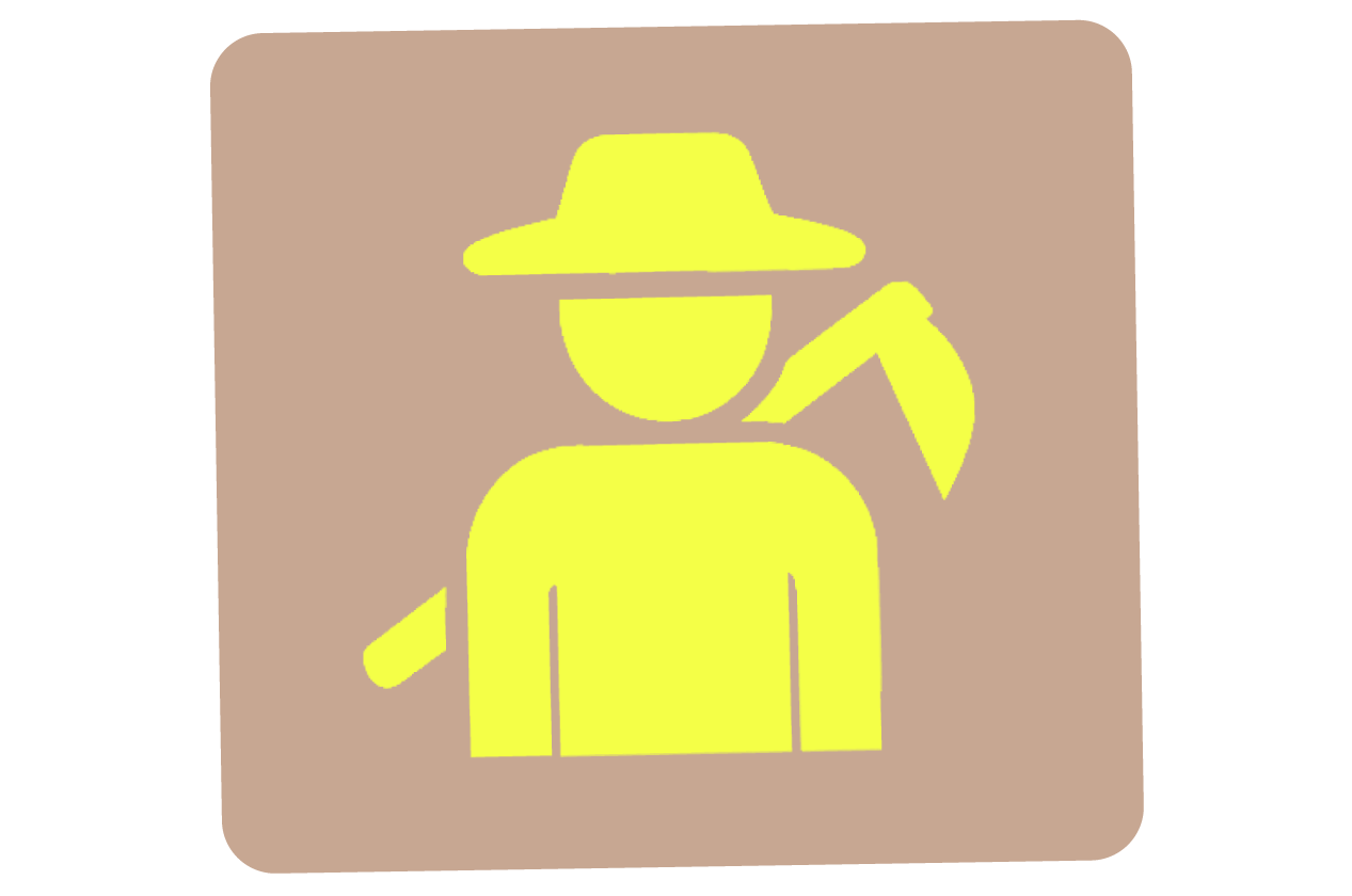 B&auml;uerliche Figur mit Hut und Sichel