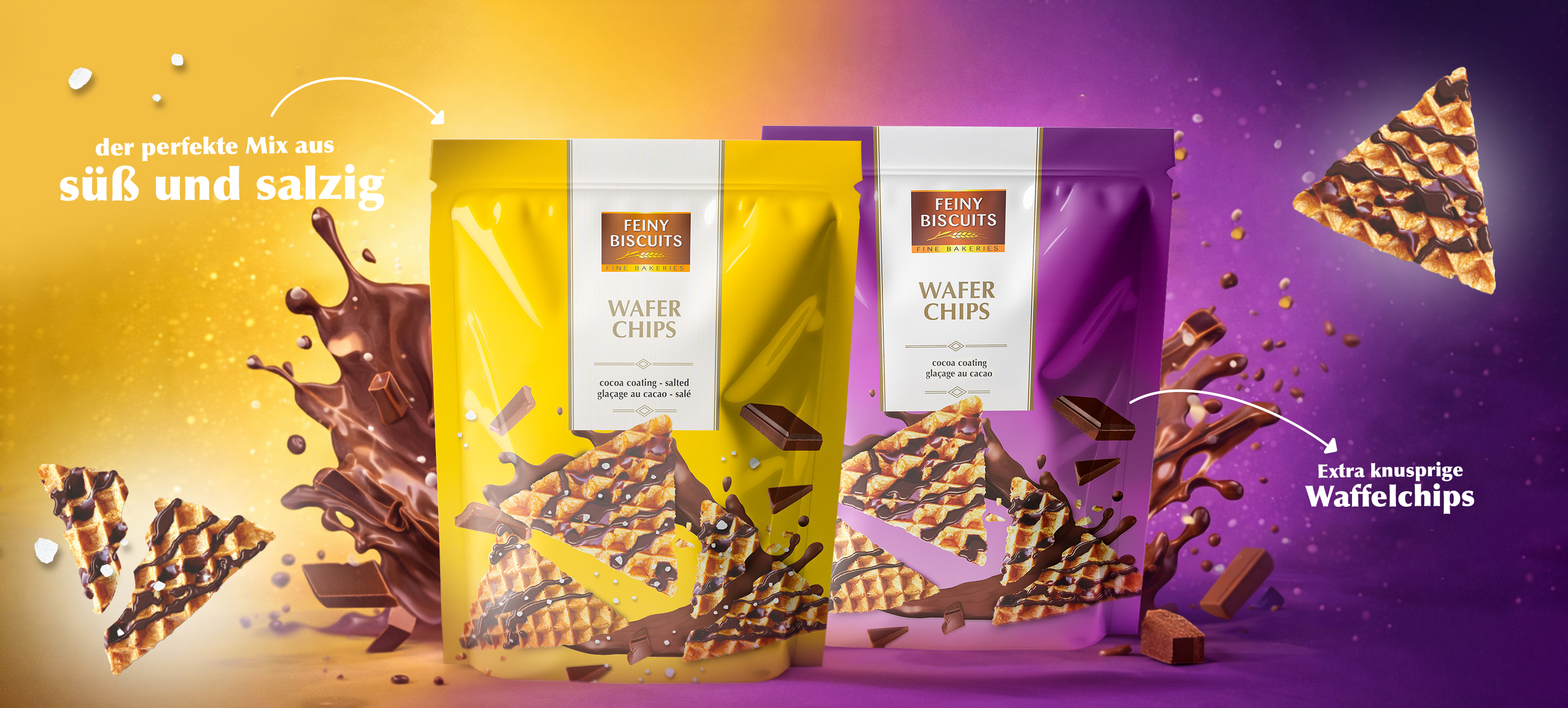 Feiny Biscuits Waffelchips Schoko Splash