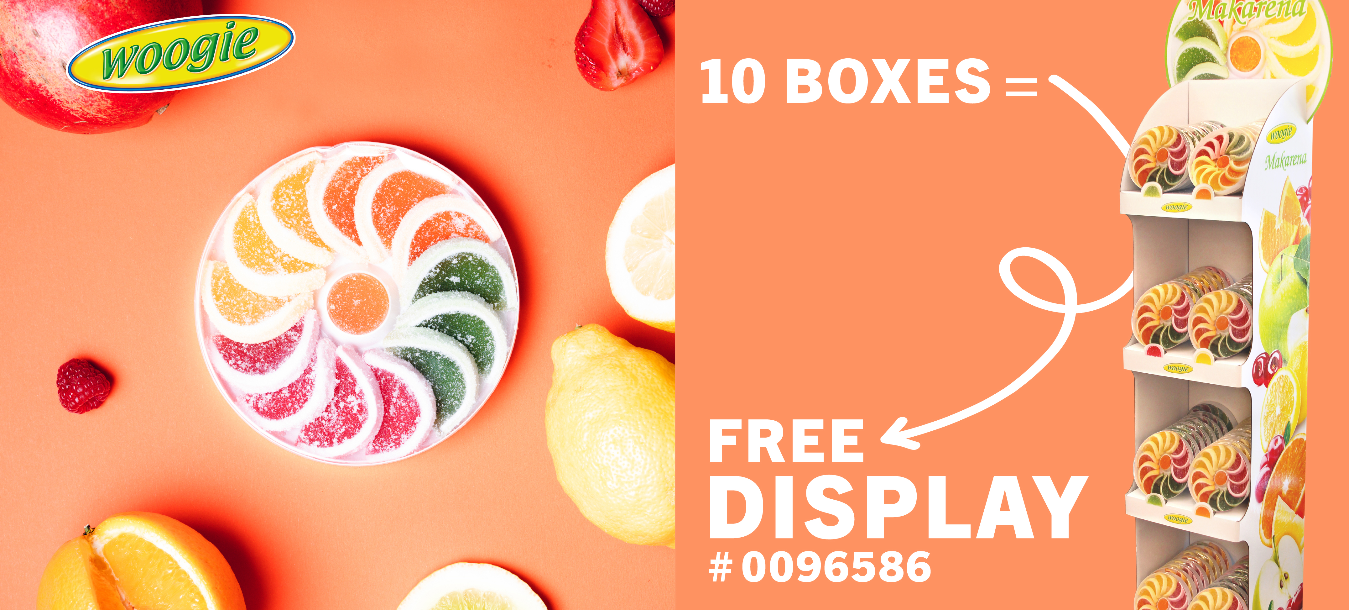 Geleespalten in Zitrusform mit Gratis-Display bei Abnahme von 10 Boxen