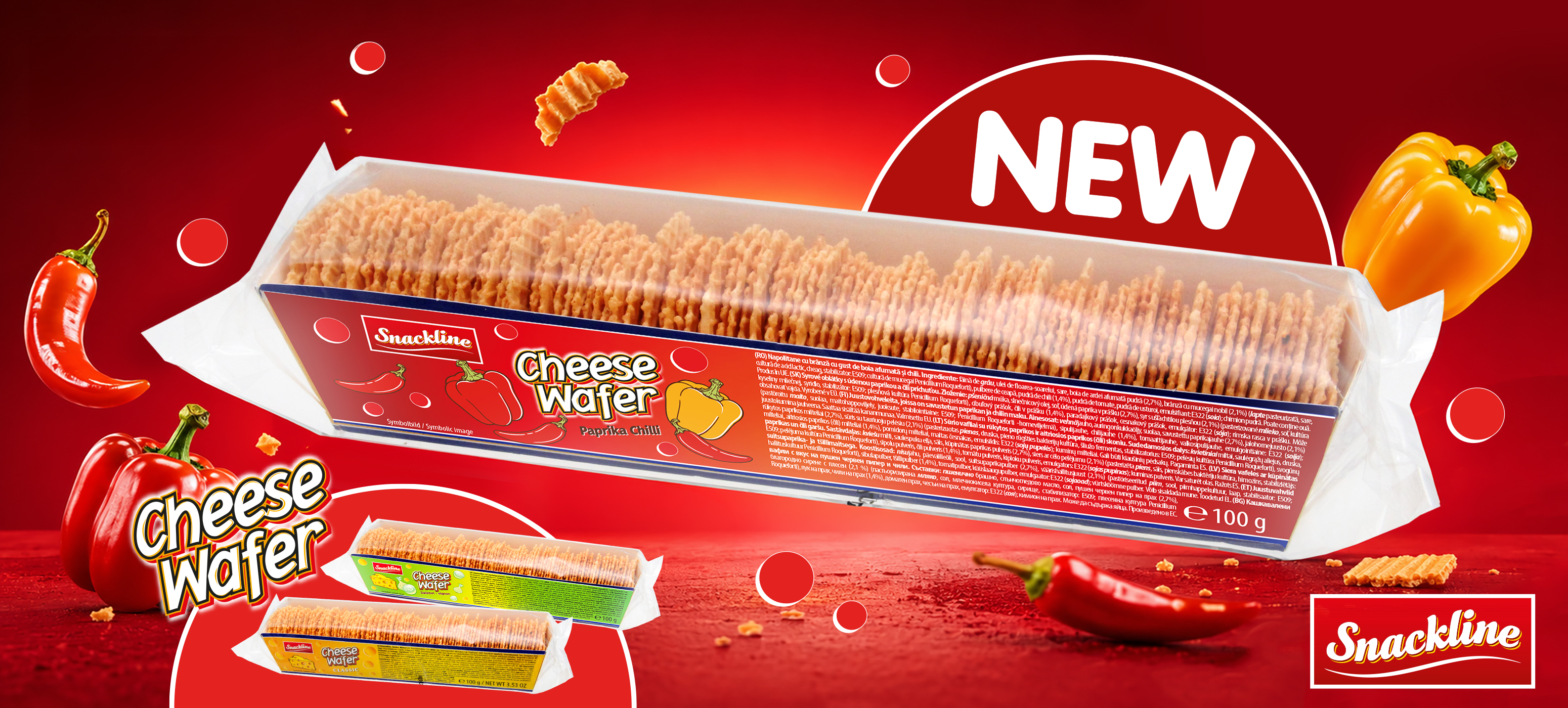 Snackline Cheese Wafers Paprika Chilli