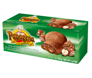 Рисунок продукта 1 - Biscuits mit Haselnusscremefüllung 150g Packung Papagena