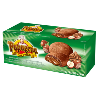 Рисунок продукта 1 - Biscuits mit Haselnusscremefüllung 150g Packung Papagena