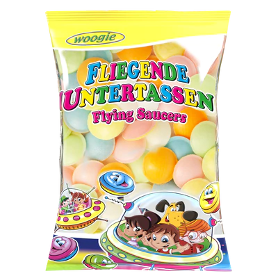 Рисунок продукта 1 - Flintstones Ufo's mit Brausefüllung 55g Beutel Sweets & Candy