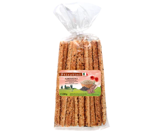Рисунок продукта - Grissini breadsticks with sesame seeds, linseeds and poppy seed 230g