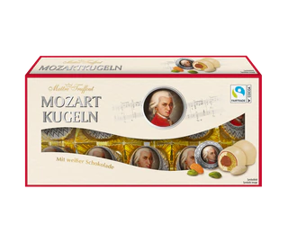 Рисунок продукта - Mozart balls with white chocolate 200g - expected availability 02.12.2022